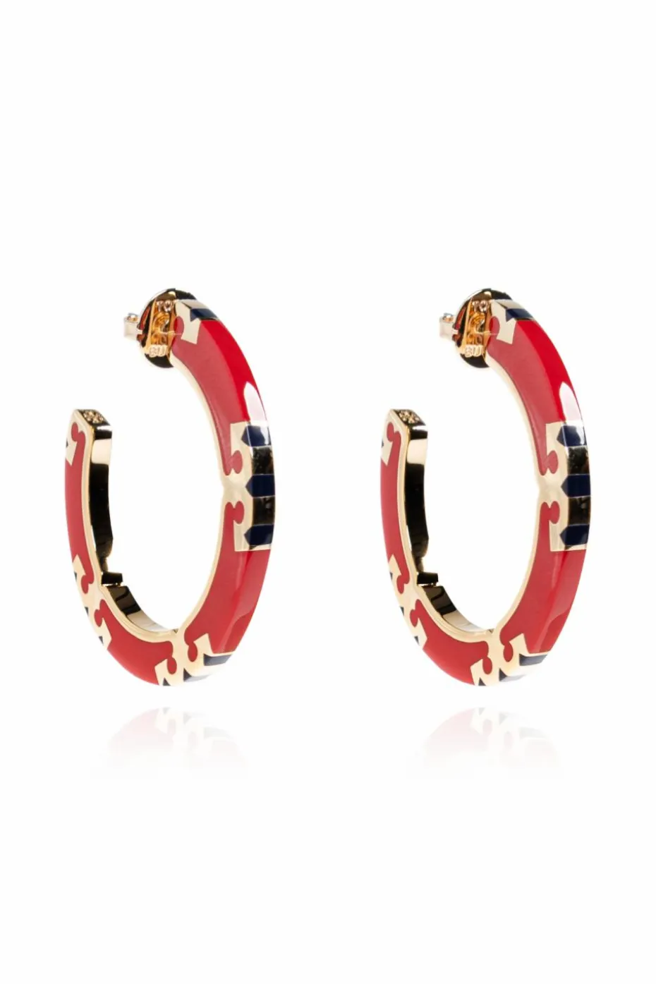 Tory Burch RED Round earrings with logo
