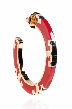Tory Burch RED Round earrings with logo