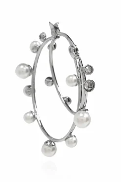 Tory Burch SILVER Earrings with glass pearl