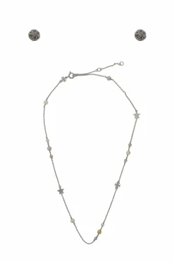 Tory Burch SILVER Set: earrings and necklace