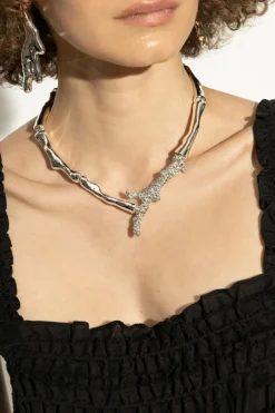 Tory Burch SILVER Short necklace with shimmering crystals