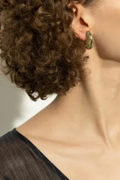 Tory Burch YELLOW Earrings with shimmering crystals