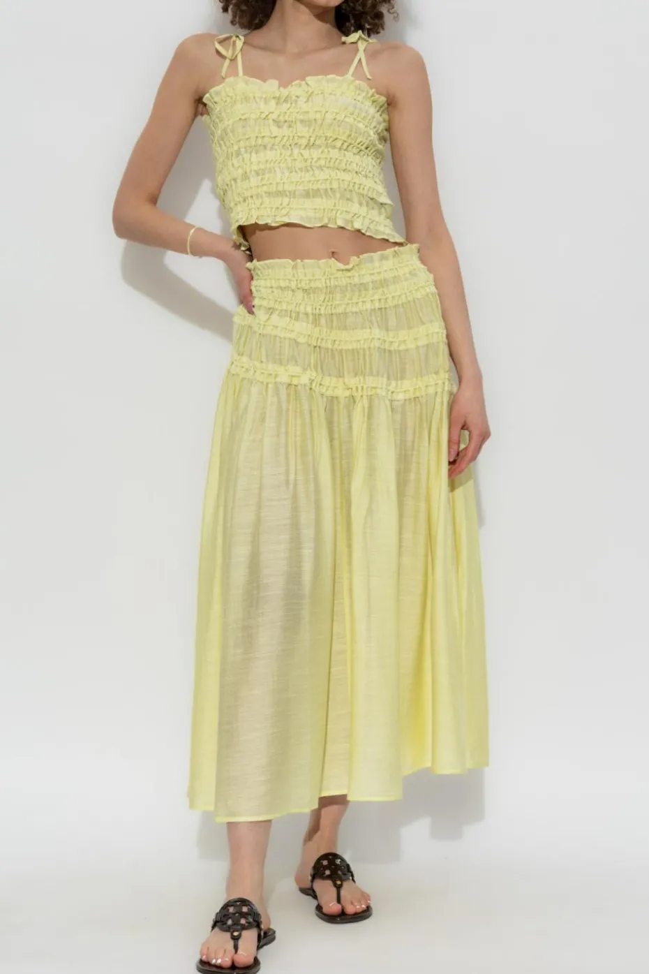 Tory Burch YELLOW Ruched Strap Top