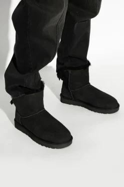 UGG BLACK 'Mini Bailey Bow II' suede snow boots