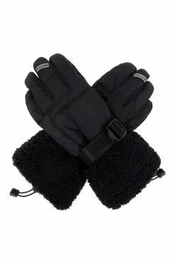 UGG BLACK Shasta ski gloves with faux fur