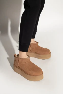 UGG BROWN ‘Classic Ultra Mini Platform’ snow boots