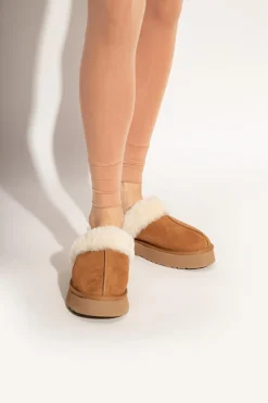 UGG BROWN ‘Disquette’ suede slides