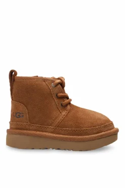 UGG Kids BROWN ‘Neumel II’ lace-up ankle boots