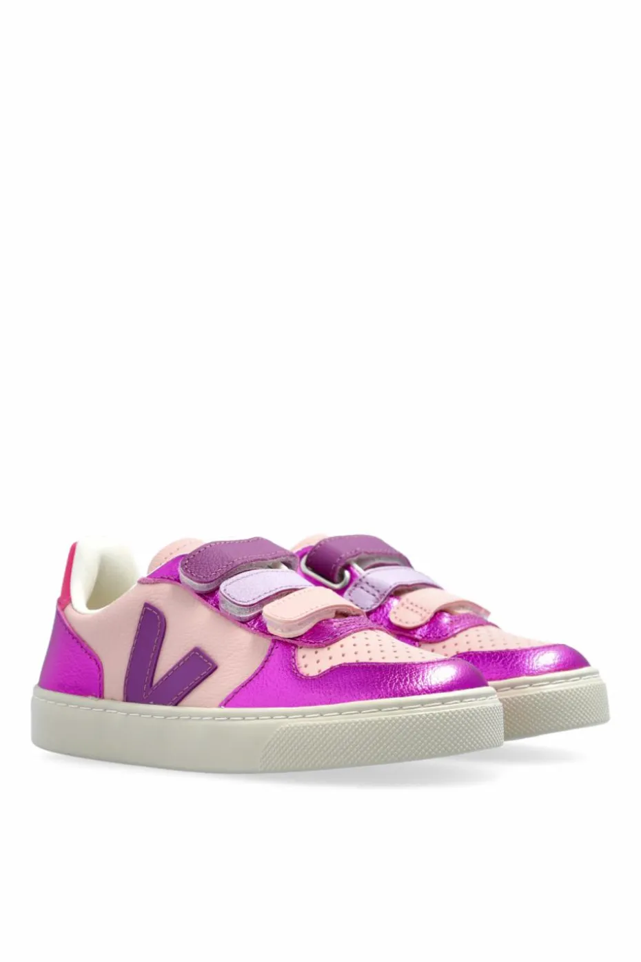 Veja Kids PINK Sneakers SMALL V-10 CHROMEFREE LEATHER