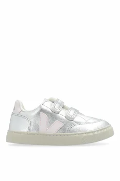 Veja Kids SILVER ‘V-12 Chromefree Leather’ Sports Shoes
