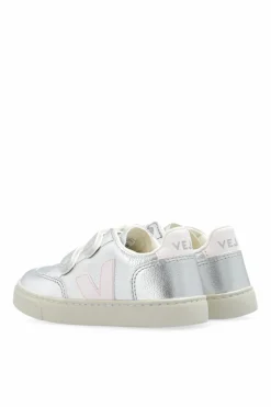 Veja Kids SILVER ‘V-12 Chromefree Leather’ Sports Shoes