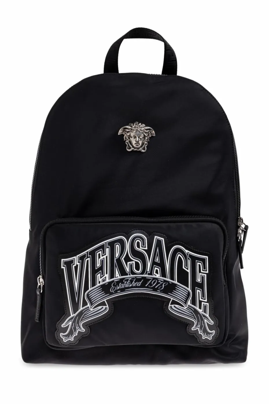 Versace BLACK Backpack with an applique in the shape of Medusa's head