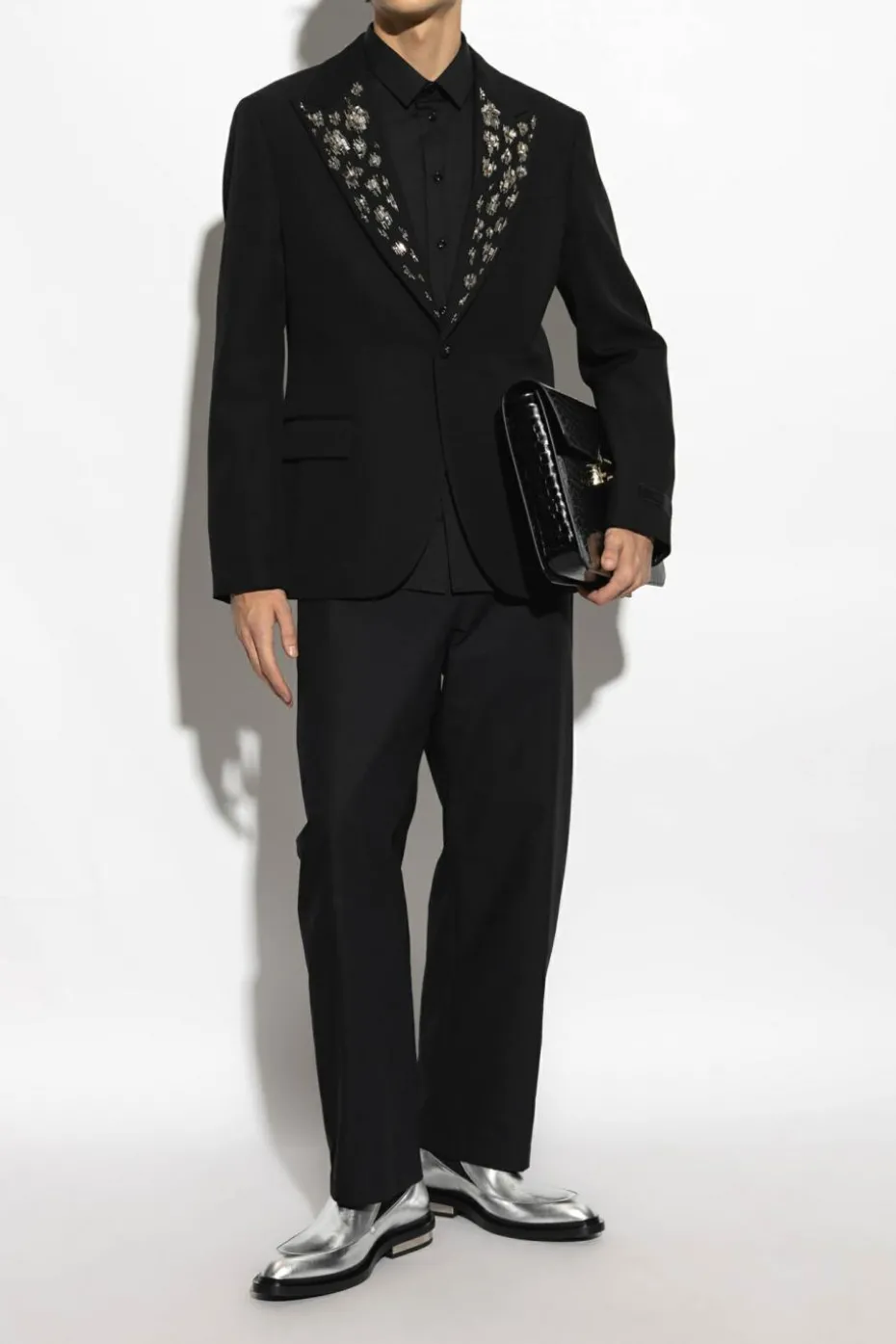 Versace BLACK Blazer with shimmering appliqués