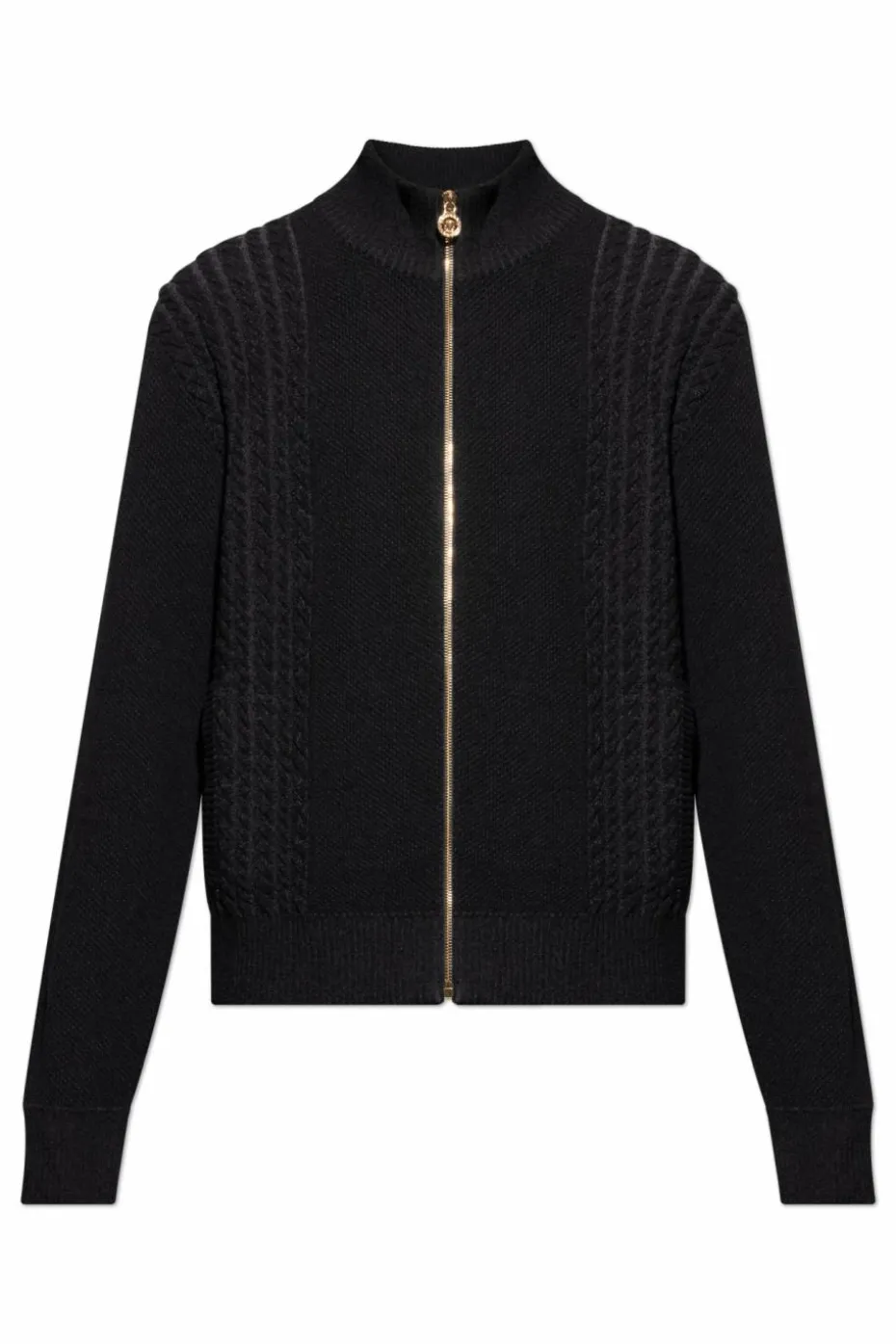 Versace BLACK Cardigan with stand-up collar