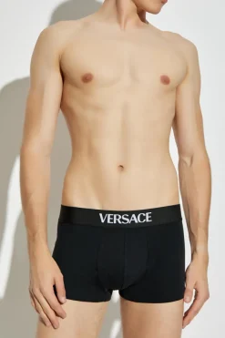 Versace BLACK Cotton boxers with logo
