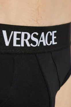 Versace BLACK Cotton briefs with logo