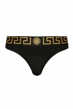 Versace BLACK Cotton Thong Panties