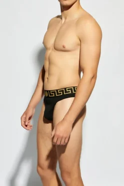 Versace BLACK Cotton Thong Panties