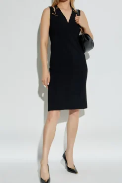 Versace BLACK Dress with decorative safety pins