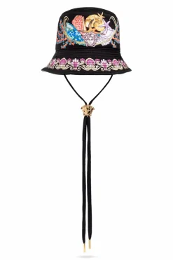 Versace BLACK Hat with print