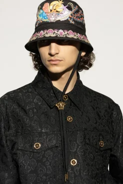 Versace BLACK Hat with print