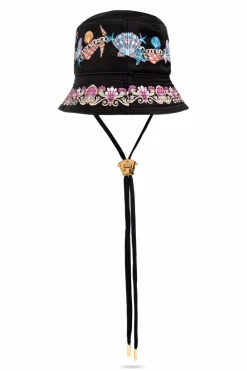 Versace BLACK Hat with print