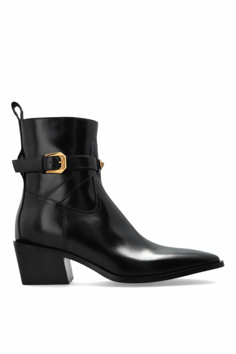 Versace BLACK Leather ankle boots with heels