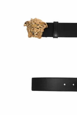 Versace BLACK Leather belt with appliques