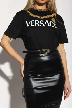 Versace BLACK Leather belt with decorative buckle