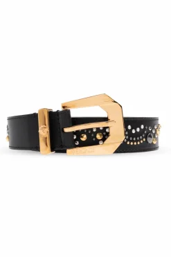 Versace BLACK Leather belt with applications