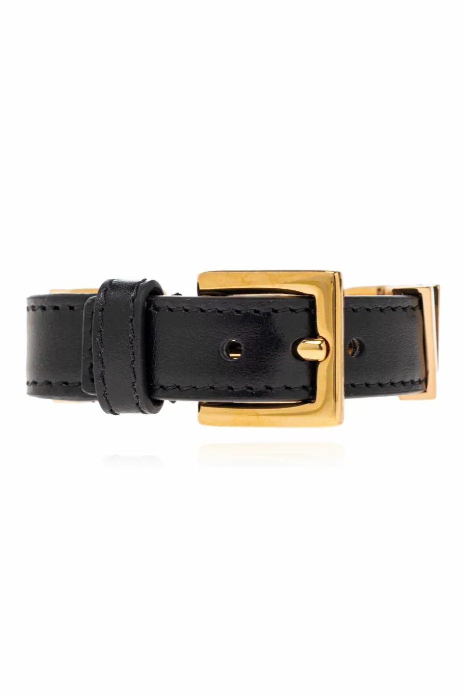 Versace BLACK Leather bracelet with logo