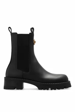 Versace BLACK Leather Chelsea boots