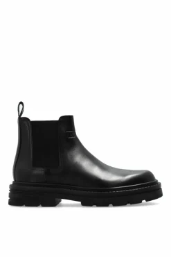 Versace BLACK Leather Chelsea boots