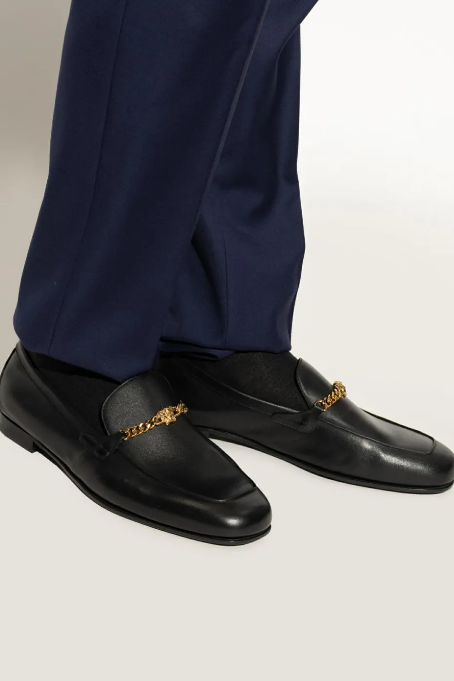 Versace BLACK Leather 'loafers' shoes