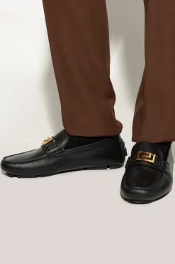 Versace BLACK Leather moccasins