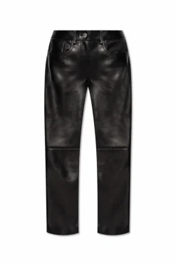 Versace BLACK Leather pants with logo
