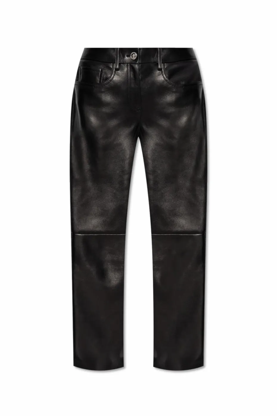 Versace BLACK Leather pants with logo