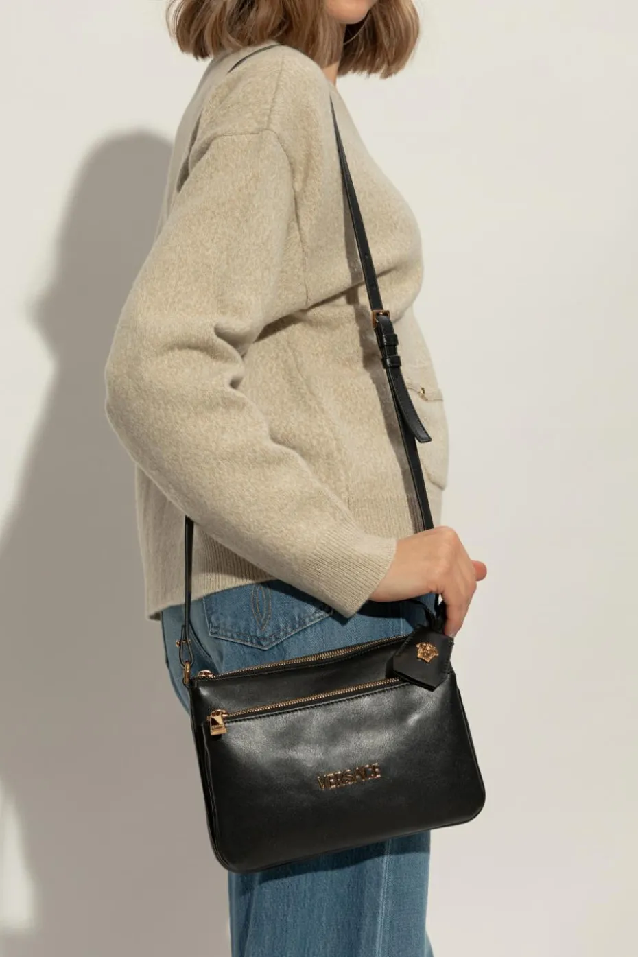 Versace BLACK Leather shoulder bag