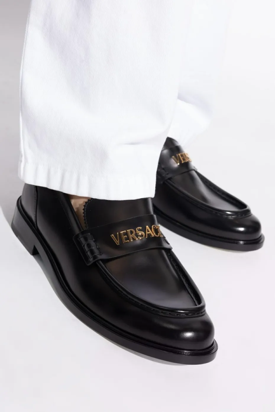 Versace BLACK Leather shoes type loafers