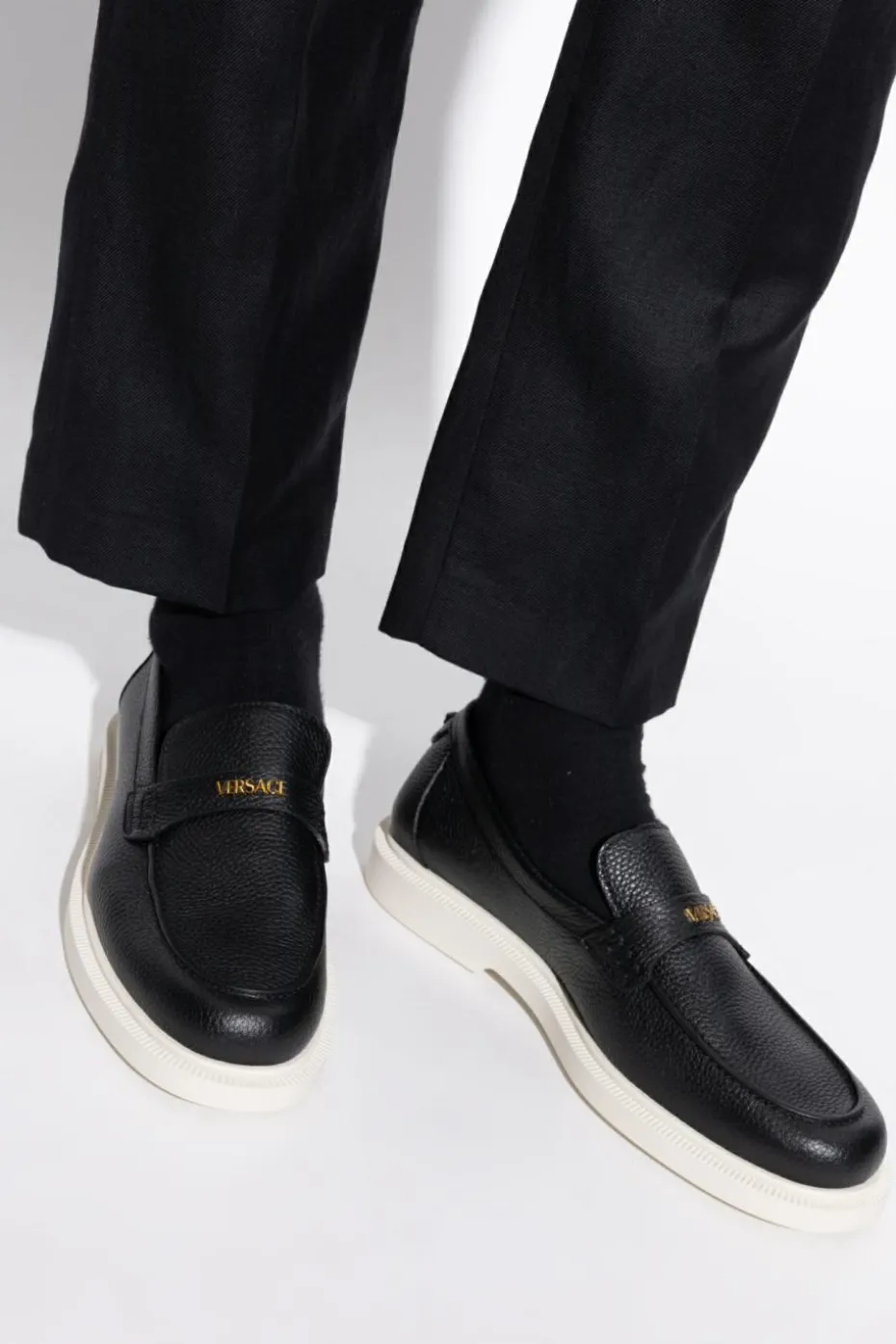Versace BLACK Leather shoes type loafers