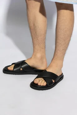 Versace BLACK Leather Slippers