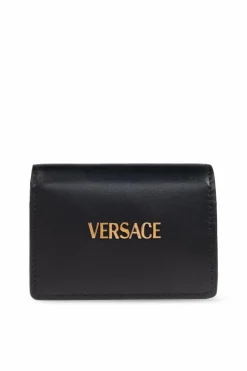 Versace BLACK Leather wallet with logo