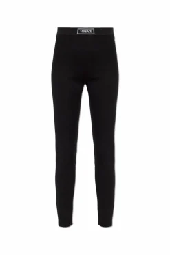 Versace BLACK Leggings with logo patch