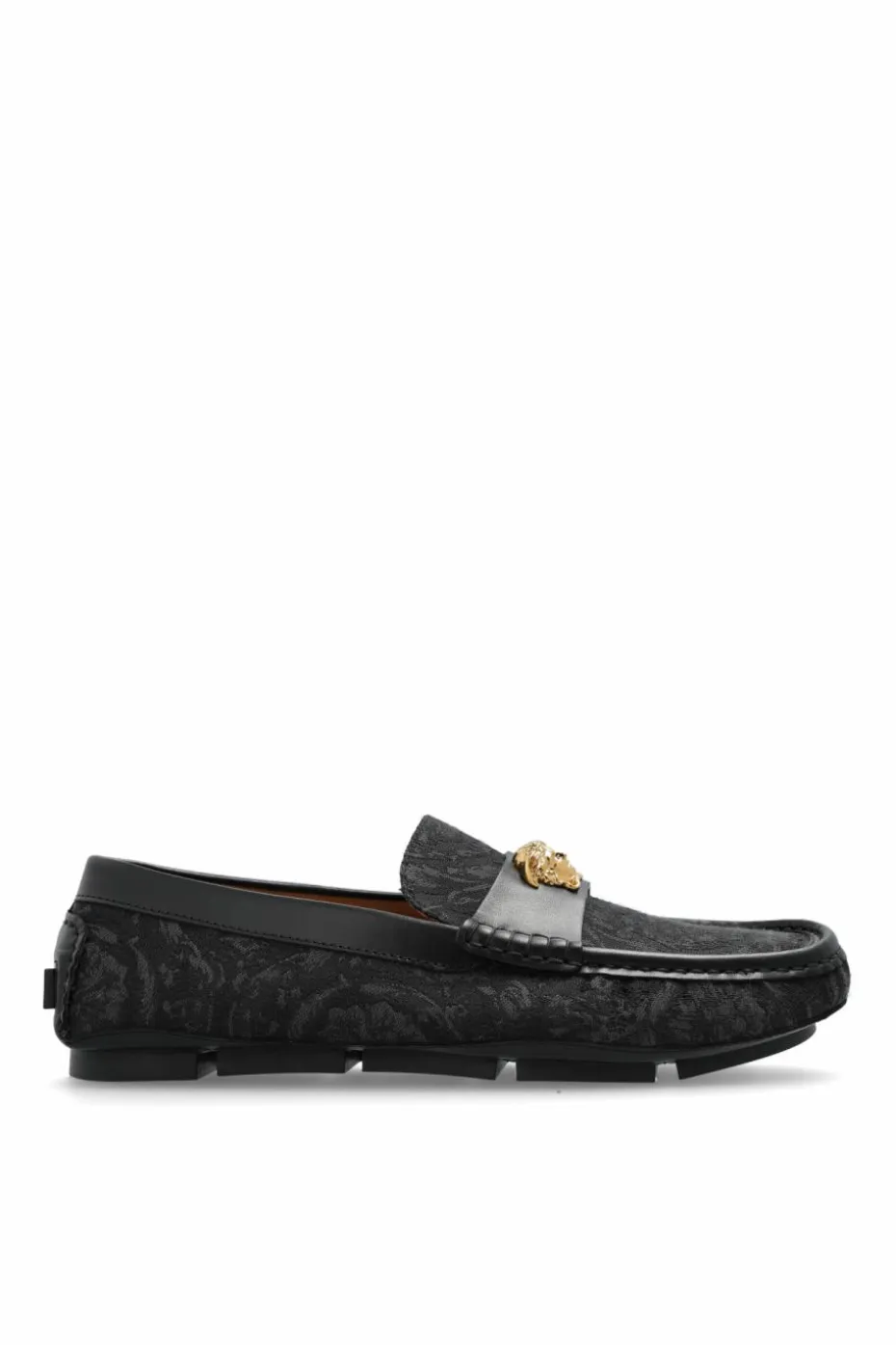Versace BLACK Loafers with 'barocco' pattern