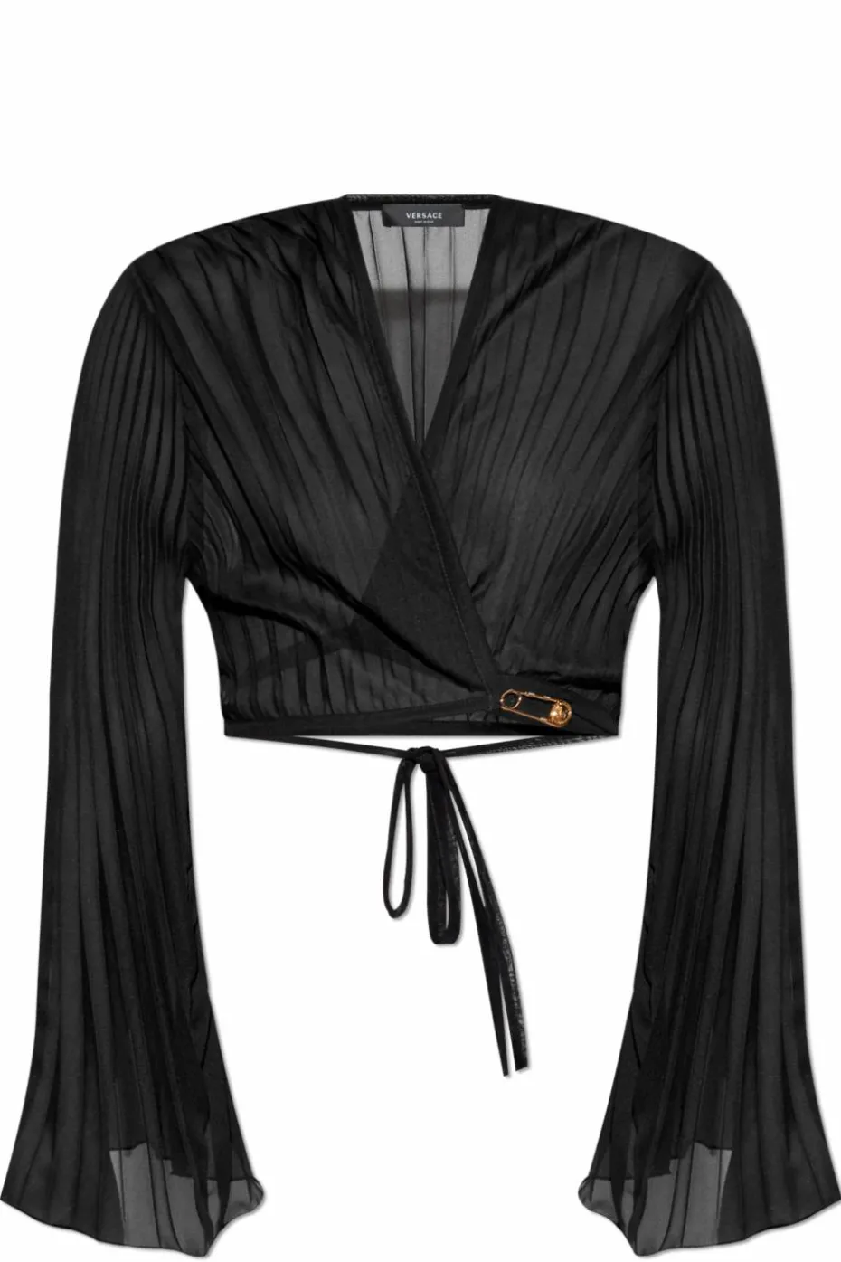 Versace BLACK Pleated top with wrap tie