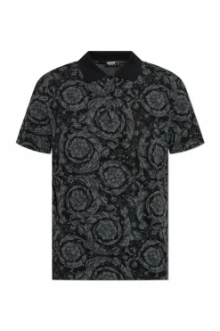 Versace BLACK Polo with Barocco pattern