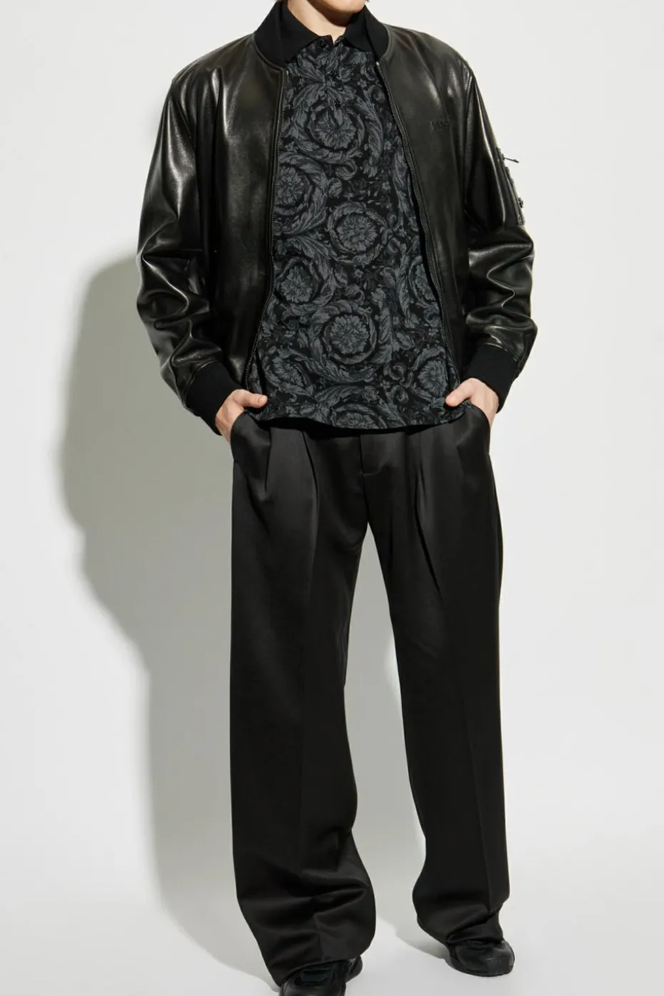Versace BLACK Polo with Barocco pattern