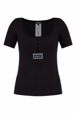Versace BLACK Ribbed lingerie top