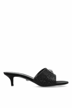 Versace BLACK Satin heeled mules āAliaā