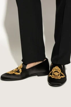 Versace BLACK Satin `loafers` shoes